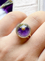 14k Vintage Amethyst Cabochon Ring