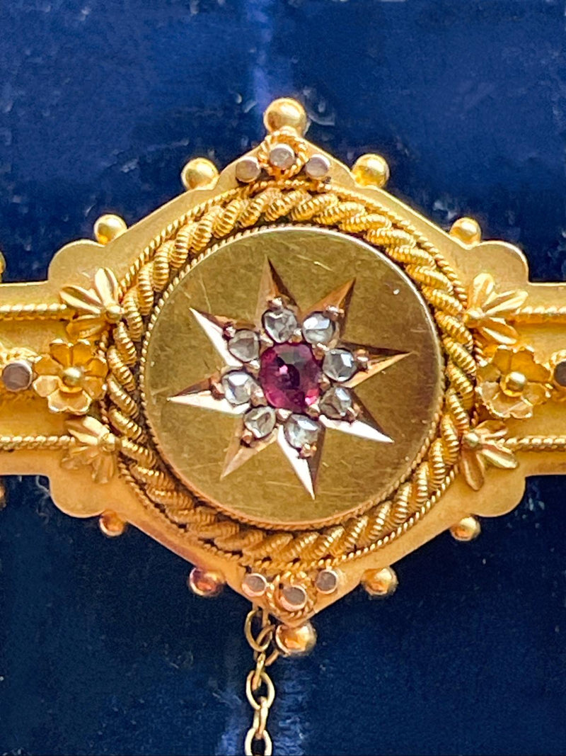 15k Victorian Diamond & Ruby Brooch Locket