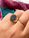 14k Vintage Carved Onyx Intaglio Signet Ring