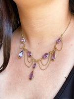 10k Art Nouveau 30cttw Amethyst Festoon Necklace