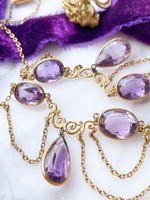 10k Art Nouveau 30cttw Amethyst Festoon Necklace