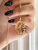 14k Art Nouveau Sapphire Chimera Pendant