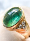 14k 7.0ct Tourmaline Cabochon & Diamond Ring