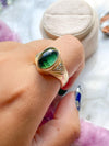 14k 7.0ct Tourmaline Cabochon & Diamond Ring