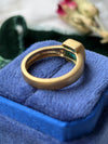 18k Brushed Finish 1.10cttw Natural Emerald Ring