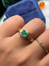 18k Brushed Finish 1.10cttw Natural Emerald Ring