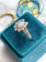 14k Antique Opal Cabochon with Diamond Horseshoe