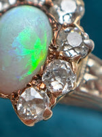 14k Antique Opal Cabochon with Diamond Horseshoe