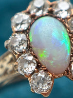 14k Antique Opal Cabochon with Diamond Horseshoe