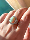 14k Vintage Opal Cabochon with Diamond Halo