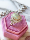 14k Vintage Opal Cabochon with Diamond Halo