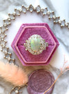 14k Vintage Opal Cabochon with Diamond Halo