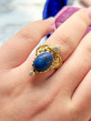 14k Vintage Lapis Cabochon & Diamond Ring