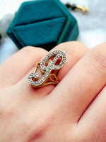 14k Vintage Diamond "P" Ring