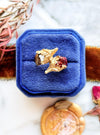 18k Vintage Double-Headed Fox Enamel Ring