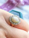 14k Vintage Opal Cabochon w/ Diamond Halo