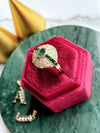 18k Vintage Diamond & Emerald Bombe Ring