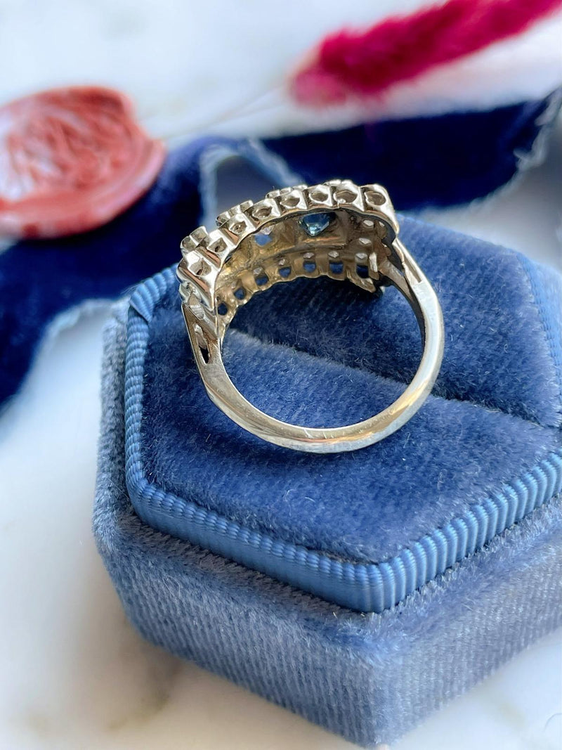 14k Vintage Diamond & Sapphire Dinner Ring