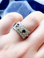 14k Vintage Diamond & Sapphire Dinner Ring