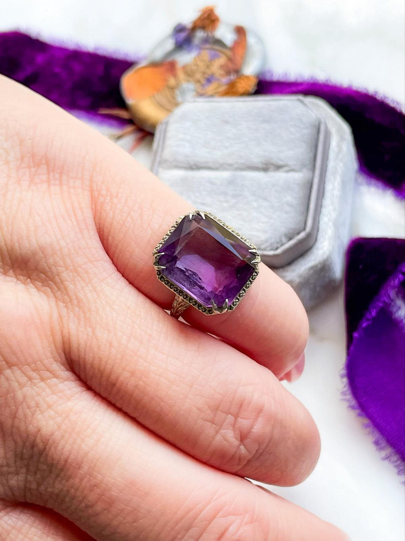 14k Art Deco 12ct Amethyst Ring