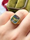 18k Designer Gold Cloisonné Enamel Ring