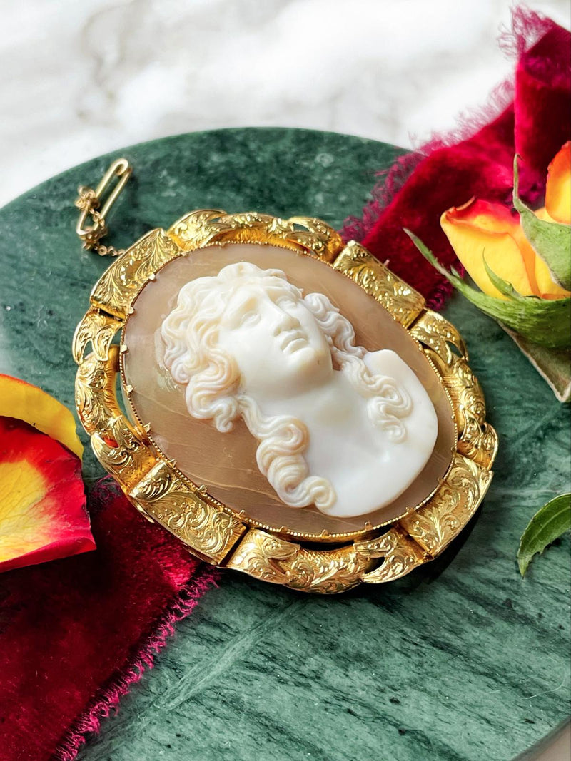 18k Victorian Shell Cameo Brooch