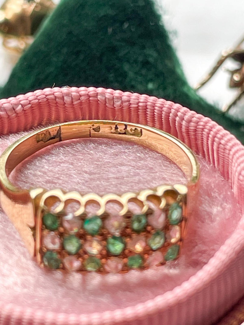 18k Victorian Emerald & Rose Cut Diamond Band