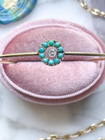 14k Antique Turquoise & Diamond Bracelet