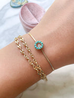 14k Antique Turquoise & Diamond Bracelet