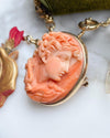 14k Victorian Carved Coral Cameo Brooch