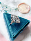 14k Art Deco Diamond Shield Ring