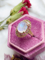 14k Vintage Carved Moonstone Ring