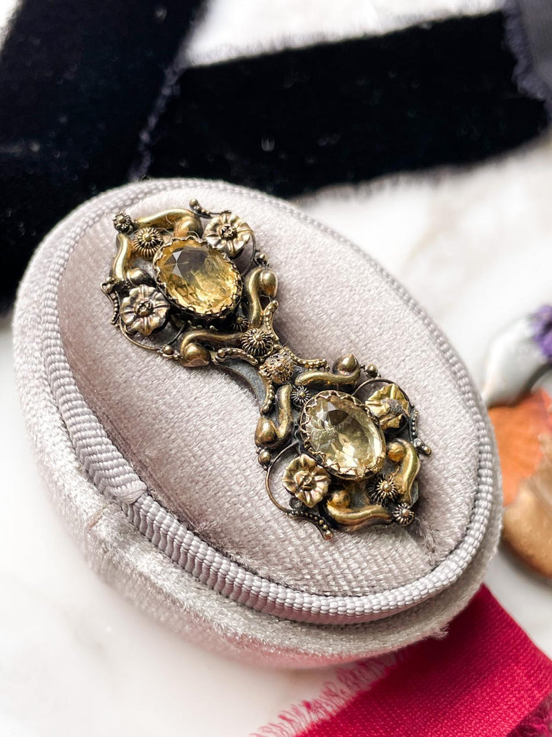 14k Georgian Citrine Brooch