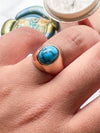 18k Vintage Turquoise Matrix Cabochon Ring