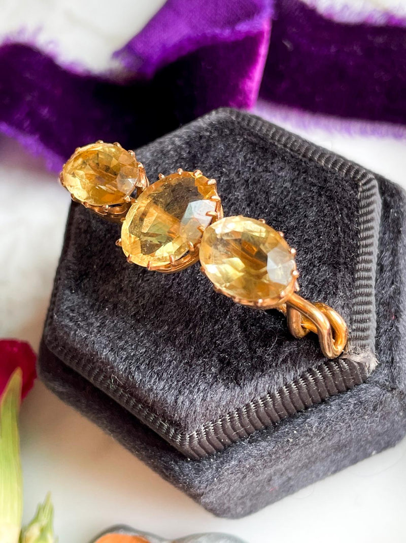 18k Antique Citrine Brooch