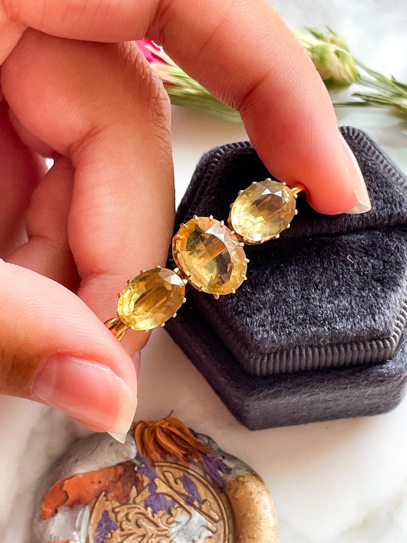 18k Antique Citrine Brooch