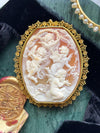 15k Victorian Etruscan Revival Shell Cameo Brooch