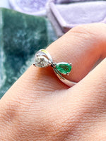 14k Vintage Toi et Moi Diamond & Emerald Ring