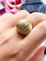 14k Retro Vintage Diamond Bombe Ring