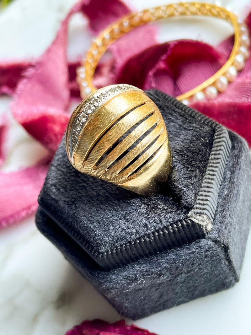 14k Retro Vintage Diamond Bombe Ring