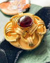 15k Victorian Garnet Cabochon Gold Brooch