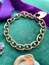 9K Antique Oval Link Turquoise Accent Bracelet