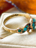 9K Victorian Turquoise & Diamond Floral Ring