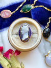 14k Vintage Carved Blue Sardonyx Cameo