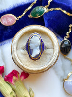 14k Vintage Carved Blue Sardonyx Cameo