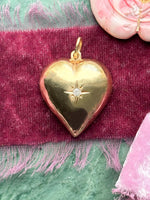 14k Vintage Diamond Puffy Heart Pendant