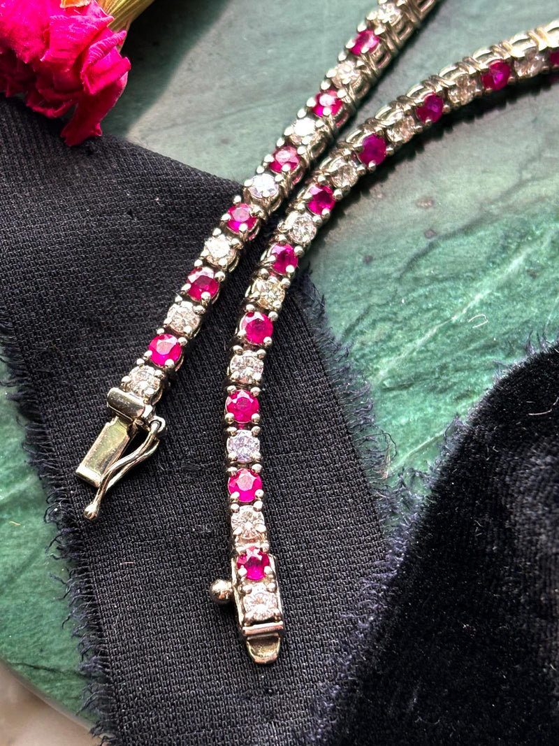 Platinum Ruby & Diamond Tennis Bracelet