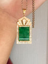 14k Jade Jadeite Plaque with Diamonds