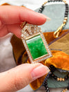 14k Jade Jadeite Plaque with Diamonds