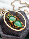 14k Vintage Chrysoprase Insect Pendant